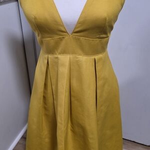 J. Crew Mustard V-Neck Midi Dress